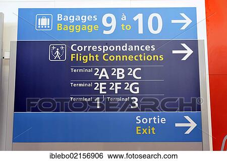 Sign to connecting flights, Charles de Gaulle Airport, Paris, France, Europe View Large Photo Image Stock Photograph - Sign to connecting flights, Charles de Gaulle Airport, Paris, France, Europe. Fotosearch