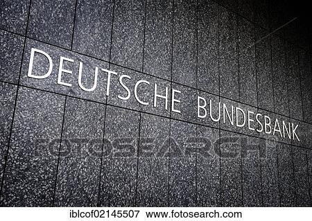 Stock Photo - Signage, Deutsche Bundesbank, German Federal Bank in Hamburg, Germany, Europe. Fotosearch
