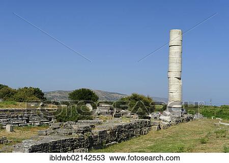 Single column of the Dipteros, excavations of the Heraion or sanctuary to the goddess Hera, UNESCO World Heritage Site, Samos island, southern Sporades, Aegean sea, Greece, Europe View Large Photo Image Stock Image - Single column of the Dipteros, excavations of the Heraion or sanctuary to the goddess Hera, UNESCO World Heritage Site, Samos island, southern Sporades, Aegean sea, Greece, Europe. Fotosearch