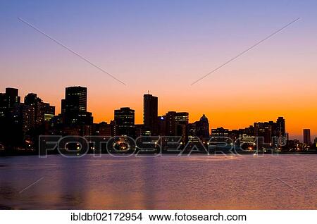 Skyline of Durban at dawn, coast, Durban, KwaZulu-Natal, South Africa, Africa View Large Photo Image Picture - Skyline of Durban at dawn, coast, Durban, KwaZulu-Natal, South Africa, Africa. Fotosearch