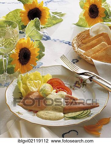 Smoked trout with yoghurt mayonnaise, cold starter, Hungary, Europe View Large Photo Image Stock Image - Smoked trout with yoghurt mayonnaise, cold starter, Hungary, Europe. Fotosearch