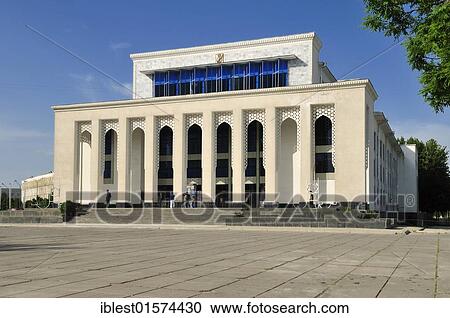 Stock Image - Sovjet style Opera House, Samarkand, Silk Road, Uzbekistan, Central Asia, Asia. Fotosearch