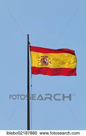 Spanish flag blowing in the wind, Madrid, Spain, Europe View Large Photo Image Stock Image - Spanish flag blowing in the wind, Madrid, Spain, Europe. Fotosearch