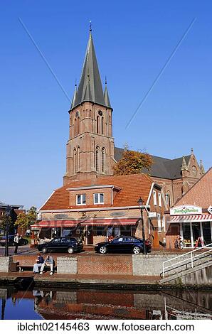 Stock Image - St. Anthony's Church in Papenburg, East Frisia, Lower Saxony, Germany, Europe. Fotosearch