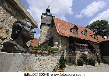 St. Bartholomew's Church, Bach Church, the church where wedding Johann Sebastian Bach was married, with a bust of Bach in the foreground, Dornheim in Arnstadt, Thuringia, Germany, Europe View Large Photo Image Stock Photo - St. Bartholomew's Church, Bach Church, the church where wedding Johann Sebastian Bach was married, with a bust of Bach in the foreground, Dornheim in Arnstadt, Thuringia, Germany, Europe. Fotosearch