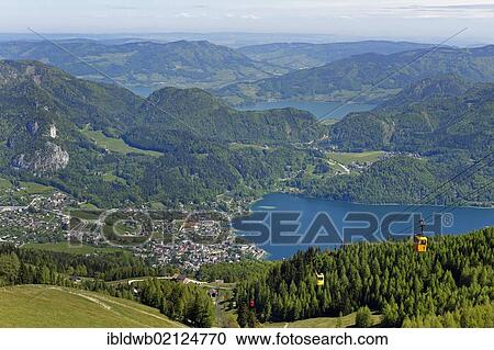 St. Gilgen, Wolfgangsee Lake and Mondsee Lake from Mt Zwoelferhorn, Salzburg State, Austria, Europe View Large Photo Image Stock Image - St. Gilgen, Wolfgangsee Lake and Mondsee Lake from Mt Zwoelferhorn, Salzburg State, Austria, Europe. Fotosearch
