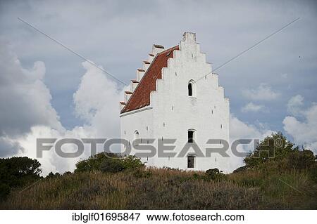 Stock Photo - St. Lawrence, the Tilsandede Kirke, sanded in church, Skagen, North Jutland, Denmark, Europe. Fotosearch