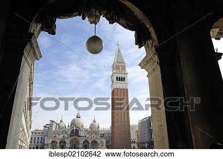 St. Mark's Square, bell tower, St Mark's Campanile, Campanile di San Marco, St. Mark's Basilica, Venice, Italy, Europe View Large Photo Image Stock Image - St. Mark's Square, bell tower, St Mark's Campanile, Campanile di San Marco, St. Mark's Basilica, Venice, Italy, Europe. Fotosearch