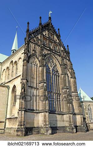 Stock Image - St. Paul's Cathedral in Muenster, Muensterland, North Rhine-Westphalia, Germany, Europe, PublicGround, Europe. Fotosearch