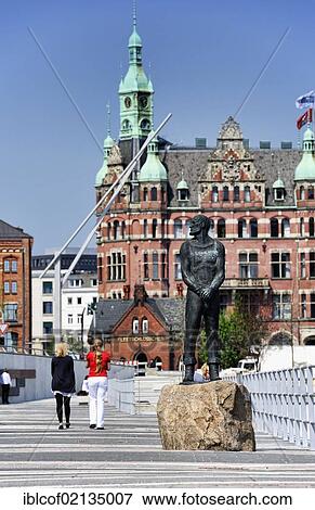 Stock Photo - Statue of Stoertebeker, Magdeburg Harbour, HafenCity, Hamburg, Germany, Europe. Fotosearch