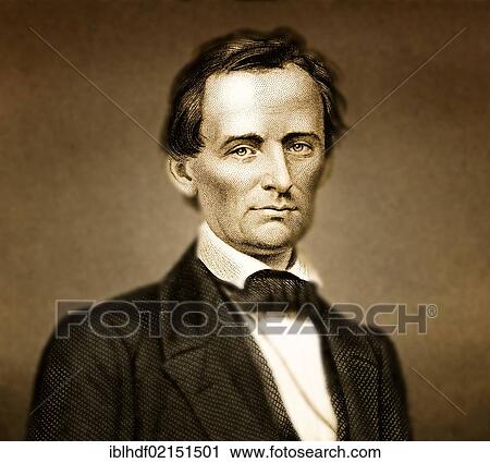 Stock Image - Steel engraving from the 19th Century, digitally processed, portrait of Abraham Lincoln, 1809 - 1865, President of the United States of America from 1861 to 1865. Fotosearch