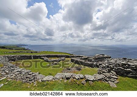 Stone ring wall, Dunbeg Fort, Fahan, Dingle Peninsula, County Kerry, Ireland, Europe View Large Photo Image Picture - Stone ring wall, Dunbeg Fort, Fahan, Dingle Peninsula, County Kerry, Ireland, Europe. Fotosearch