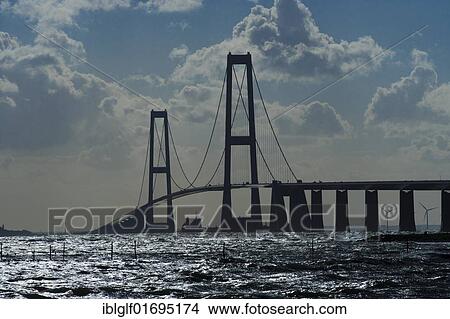 Store Belt, Great Belt Bridge, Nyborg, Korsor, South Denmark, Denmark, Europe View Large Photo Image Picture - Store Belt, Great Belt Bridge, Nyborg, Korsor, South Denmark, Denmark, Europe. Fotosearch