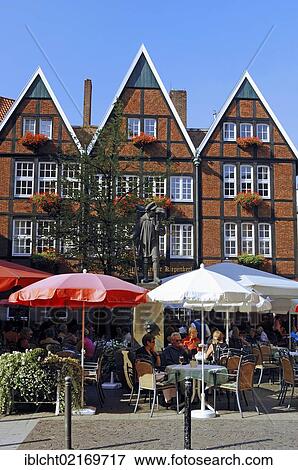 Street cafe of Kleiner Kiepenkerl restaurant on Spiekerhof square, Muenster, Muensterland, North Rhine-Westphalia, Germany, Europe, PublicGround, Europe View Large Photo Image Stock Photo - Street cafe of Kleiner Kiepenkerl restaurant on Spiekerhof square, Muenster, Muensterland, North Rhine-Westphalia, Germany, Europe, PublicGround, Europe. Fotosearch