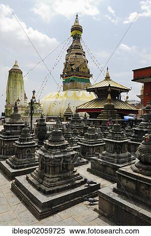 Stupa with prayer flags, Swayambhunath temple, Kathmandu, Nepal, Asia View Large Photo Image Stock Photography - Stupa with prayer flags, Swayambhunath temple, Kathmandu, Nepal, Asia. Fotosearch