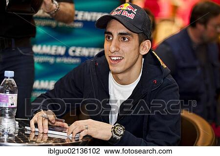 Stock Image - Swiss Formula 1 driver Sébastien Buemi during a signing session at the Emmen Center shopping centre in Emmen, Luzern, Switzerland, Europe. Fotosearch