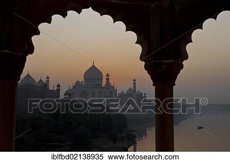 Taj Mahal, UNESCO World Heritage, and river Yamuna, at sunset, Agra, Uttar Pradesh, India, Asia View Large Photo Image Stock Photography - Taj Mahal, UNESCO World Heritage, and river Yamuna, at sunset, Agra, Uttar Pradesh, India, Asia. Fotosearch