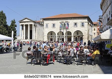Temple of Augustus and town hall, Forum, Pula, Istria, Croatia, Europe View Large Photo Image Picture - Temple of Augustus and town hall, Forum, Pula, Istria, Croatia, Europe. Fotosearch