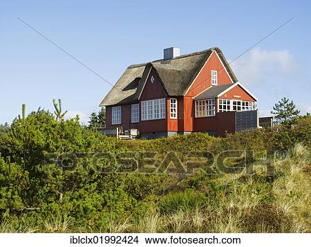 Thatched holiday cottage in Vejers resort, west coast of Jutland, Denmark, Europe, PublicGround, Europe *** IMPORTANT: Non-exclusive usage, retail calendar, duration from Jan. 1, 2016 to Jan. 31, 2016, territory Germany, Austria, Switzerland *** View Large Photo Image Picture - Thatched holiday cottage in Vejers resort, west coast of Jutland, Denmark, Europe, PublicGround, Europe *** IMPORTANT: Non-exclusive usage, retail calendar, duration from Jan. 1, 2016 to Jan. 31, 2016, territory Germany, Austria, Switzerland ***. Fotosearch