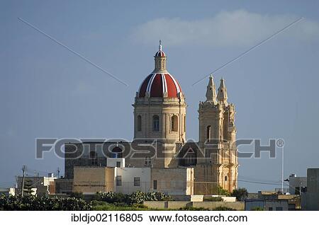 The church of Gharb with its red dome, Ghasri, Gozo, Malta, Europe View Large Photo Image Stock Photography - The church of Gharb with its red dome, Ghasri, Gozo, Malta, Europe. Fotosearch