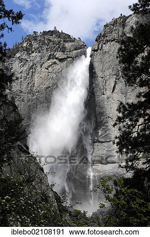Stock Image - The Lower Yosemite Falls, Yosemite National Park, California, USA, North America. Fotosearch