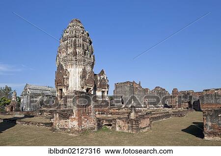 Stock Photograph - The main prang, ancient ruins of Wat Phra Si Rattana Mahathat, Lopburi, Thailand, Asia. Fotosearch