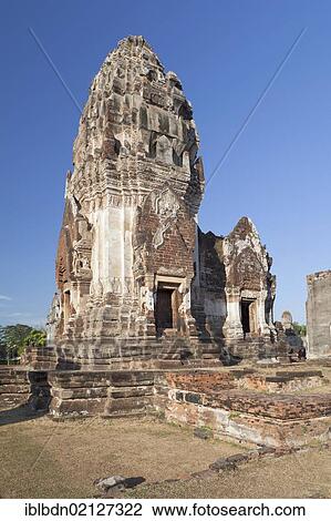 Stock Image - The main prang as seen from behind, ancient ruins of Wat Phra Si Rattana Mahathat, Lopburi, Thailand, Asia. Fotosearch