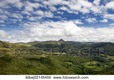 Stock Photography - The mountains Puy Griou and Monts du Cantal, Département Cantal, Auvergne region, France, Europe. Fotosearch