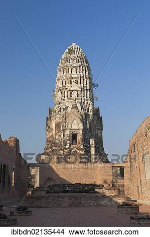 Picture - The Prang of Wat Ratchaburana, Ayutthaya, Thailand, Asia. Fotosearch