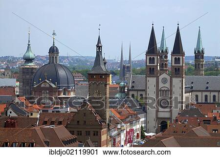 The towers of Wuerzburg, dominated by St. Kiliansdom cathedral, as seen from Festung Marienberg, Marienberg Fortress, Wuerzburg, Lower Franconia, Bavaria, Germany, Europe View Large Photo Image Stock Image - The towers of Wuerzburg, dominated by St. Kiliansdom cathedral, as seen from Festung Marienberg, Marienberg Fortress, Wuerzburg, Lower Franconia, Bavaria, Germany, Europe. Fotosearch