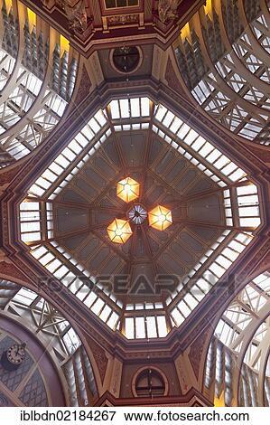 Stock Photo - The Victorian glass roof at Leadenhall Market, London, England, United Kingdom, Europe. Fotosearch