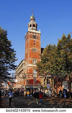 Town Hall and the Gallimarkt public festival, Leer, East Frisia, Lower Saxony, Germany, Europe View Large Photo Image Stock Photography - Town Hall and the Gallimarkt public festival, Leer, East Frisia, Lower Saxony, Germany, Europe. Fotosearch