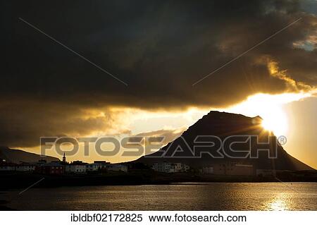 Town of Grundarfjoerður, Grundarfjoerdur, and Kirkjufell Mountain, Snæfellsnes Peninsula, Snaefellsnes, Iceland, Europe View Large Photo Image Stock Photography - Town of Grundarfjoerður, Grundarfjoerdur, and Kirkjufell Mountain, Snæfellsnes Peninsula, Snaefellsnes, Iceland, Europe. Fotosearch