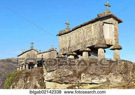 Traditional Espigueiros, granaries, Soajo, Peneda Geres National Park, Minho province, Portugal, Europe View Large Photo Image Stock Photo - Traditional Espigueiros, granaries, Soajo, Peneda Geres National Park, Minho province, Portugal, Europe. Fotosearch