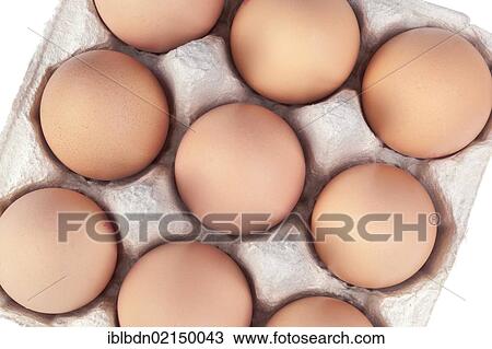 Stock Image - Tray of brown eggs. Fotosearch