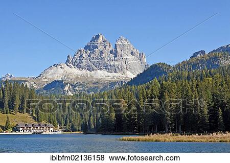 Tre Cime di Lavaredo or Drei Zinnen peaks, Lake Misurina, Dolomites, Italy, Europe View Large Photo Image Stock Photo - Tre Cime di Lavaredo or Drei Zinnen peaks, Lake Misurina, Dolomites, Italy, Europe. Fotosearch