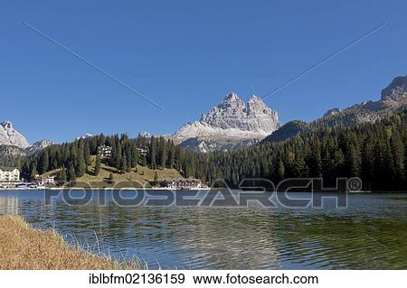 Tre Cime di Lavaredo or Drei Zinnen peaks, Lake Misurina, Dolomites, Italy, Europe View Large Photo Image Stock Photo - Tre Cime di Lavaredo or Drei Zinnen peaks, Lake Misurina, Dolomites, Italy, Europe. Fotosearch