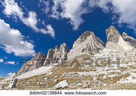 Tre Cime di Lavaredo, Three Peaks, Alta Pusteria, Dolomites of Sesto, Italy, Europe View Large Photo Image Picture - Tre Cime di Lavaredo, Three Peaks, Alta Pusteria, Dolomites of Sesto, Italy, Europe. Fotosearch