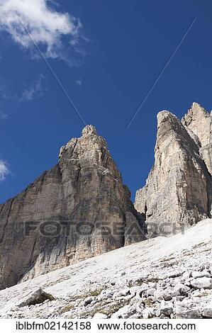 Tre Cime di Lavaredo, Three Peaks, Dolomites, Italy, Europe View Large Photo Image Stock Photo - Tre Cime di Lavaredo, Three Peaks, Dolomites, Italy, Europe. Fotosearch