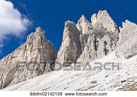 Tre Cime di Lavaredo, Three Peaks, Dolomites, Italy, Europe View Large Photo Image Stock Photo - Tre Cime di Lavaredo, Three Peaks, Dolomites, Italy, Europe. Fotosearch