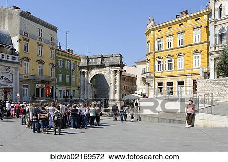 Triumphal arch of Sergius, Portarata square, Pula, Istria, Croatia, Europe View Large Photo Image Stock Image - Triumphal arch of Sergius, Portarata square, Pula, Istria, Croatia, Europe. Fotosearch