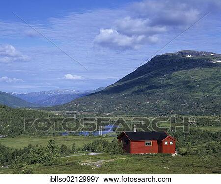 Typical red wooden hut on the plateau of Hardanger Vidda near Eidfjord, Hordaland, Norway, Scandinavia, Europe View Large Photo Image Stock Photo - Typical red wooden hut on the plateau of Hardanger Vidda near Eidfjord, Hordaland, Norway, Scandinavia, Europe. Fotosearch