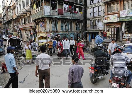 Stock Image - Typical street scene, Kathmandu, Nepal, Asia. Fotosearch