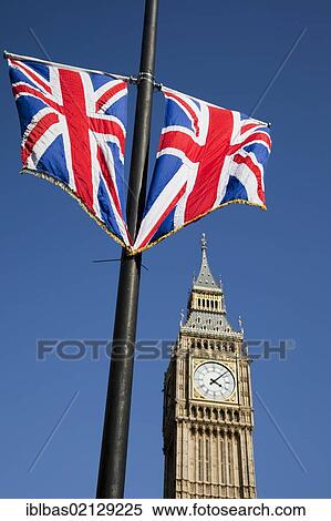 Union Jack flags fly in front of London's Big Ben, London, England, United Kingdom, Europe View Large Photo Image Stock Photography - Union Jack flags fly in front of London's Big Ben, London, England, United Kingdom, Europe. Fotosearch