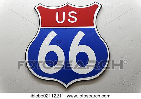 Stock Image - US 66, advertising sign on the historic Route 66, Antares, Kingman, Arizona, USA, North America. Fotosearch
