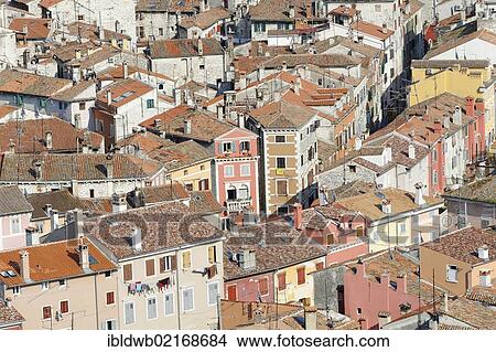 View across the rooftops of Rovinj, Istria, Croatia, Europe View Large Photo Image Picture - View across the rooftops of Rovinj, Istria, Croatia, Europe. Fotosearch