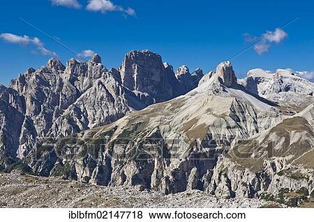 View from Drei Zinnen Trail, Tre Cime di Lavaredo, Dolomites, Italy, Europe View Large Photo Image Stock Photo - View from Drei Zinnen Trail, Tre Cime di Lavaredo, Dolomites, Italy, Europe. Fotosearch