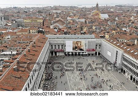 View from the Campanile towards St. Mark's Square, Venice, Veneto, Italy, Europe View Large Photo Image Stock Image - View from the Campanile towards St. Mark's Square, Venice, Veneto, Italy, Europe. Fotosearch