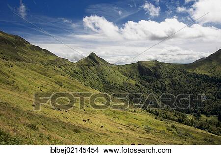 Picture - View from the pass of the Puy Mary, Département Cantal, Auvergne region, France, Europe. Fotosearch