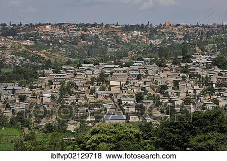Stock Photo - View of the suburban districts of Kigali, Rwanda, Africa. Fotosearch